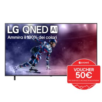 Vista frontale di TV 65 pollici LG QNED AI QNED80 4K Smart TV 2025 65QNED80A6A